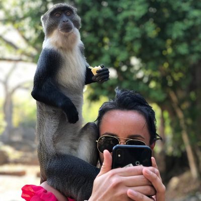 gede-ruins-selfie-with-monkey